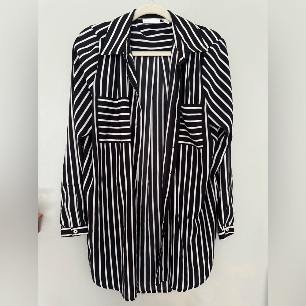 Susan Graver Monochrome Striped Blouse